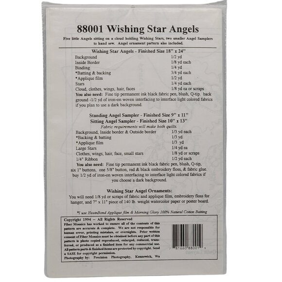 Christmas Angels Ornament Sampler Kit Sewing Pattern 88001 Wishing Star Angels - Picture 2 of 3